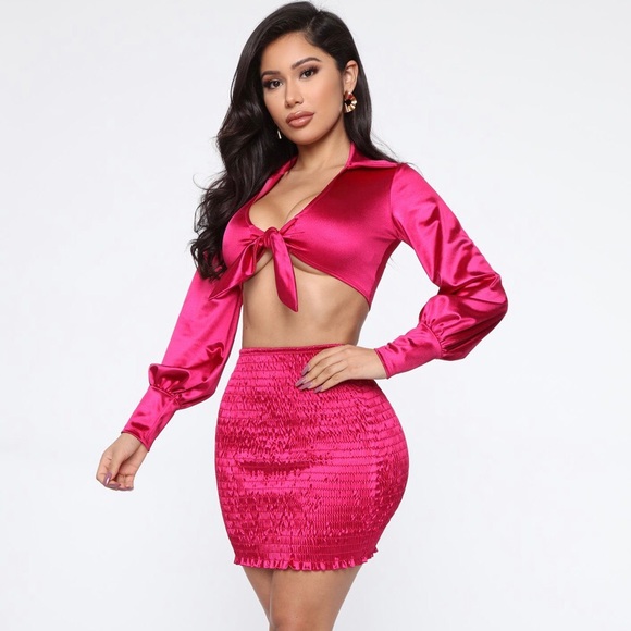 Fashion Nova Satin Skirt Set - Picture 3 of 10